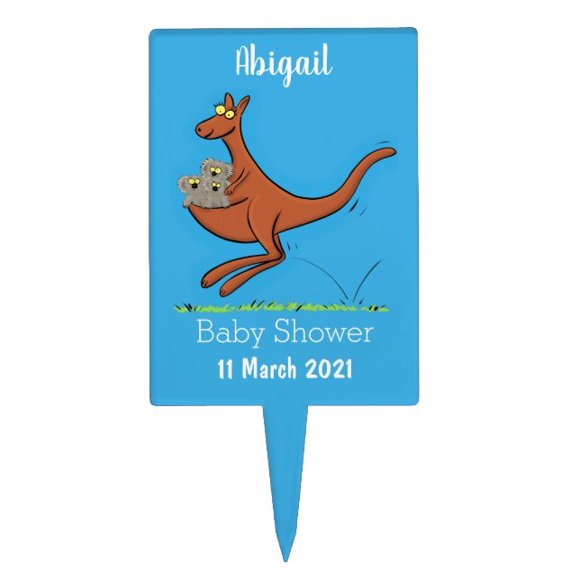 Cute kangaroo and koalas cartoon illustration cake topper (Front)
