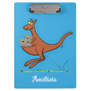 Cute kangaroo and koalas cartoon illustration clipboard