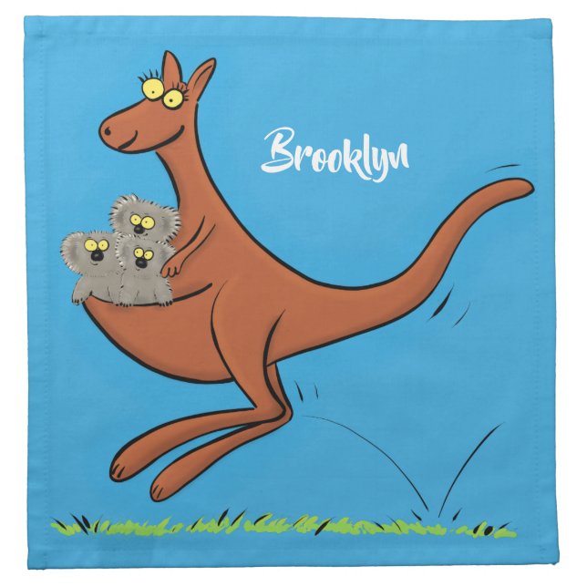 Cute kangaroo and koalas cartoon illustration cloth napkin (Front)
