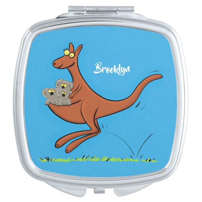 Cute kangaroo and koalas cartoon illustration compact mirror (Front)