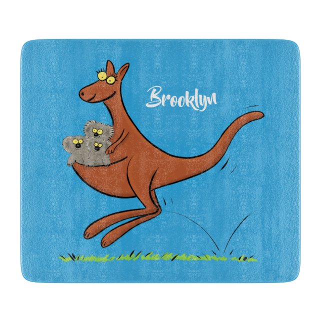 Cute kangaroo and koalas cartoon illustration cutting board (Front)