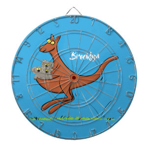 Cute kangaroo and koalas cartoon illustration dart board