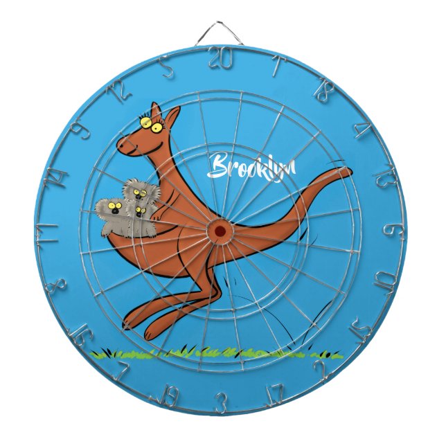 Cute kangaroo and koalas cartoon illustration dart board (Front)