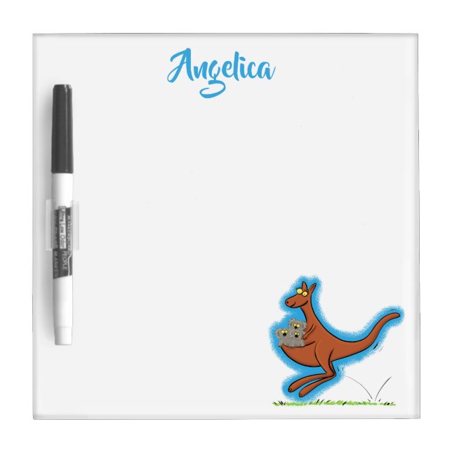 Cute kangaroo and koalas cartoon illustration dry erase board (Front)