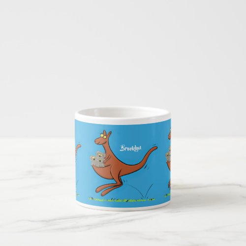 Cute kangaroo and koalas cartoon illustration espresso cup