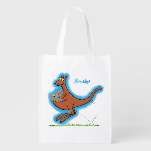 Cute kangaroo and koalas cartoon illustration grocery bag