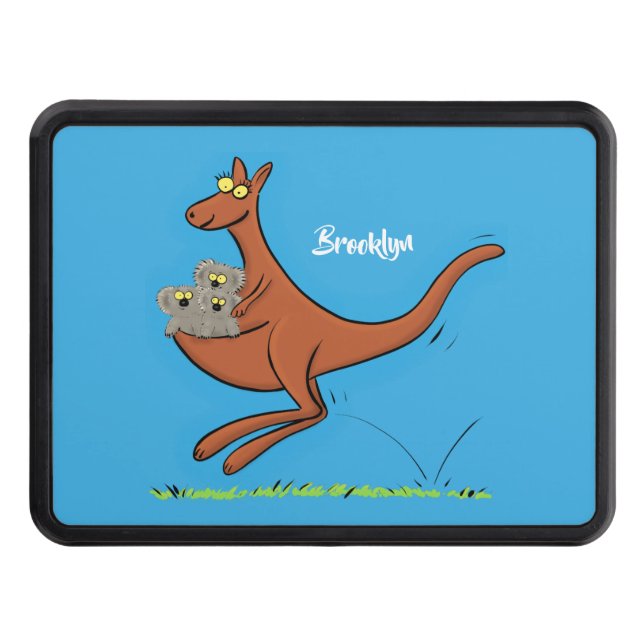 Cute kangaroo and koalas cartoon illustration hitch cover (Front)