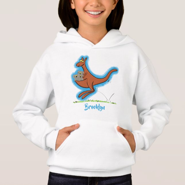 Cute kangaroo and koalas cartoon illustration hoodie (Front)