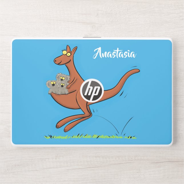 Cute kangaroo and koalas cartoon illustration HP laptop skin (Front)