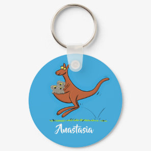 Cute kangaroo and koalas cartoon illustration keychain
