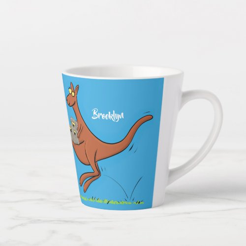 Cute kangaroo and koalas cartoon illustration latte mug