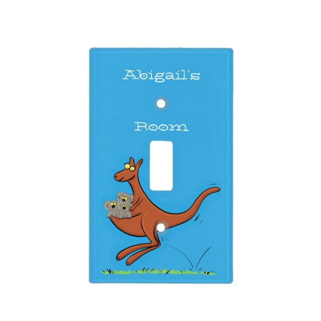 Cute kangaroo and koalas cartoon illustration  light switch cover (Front)
