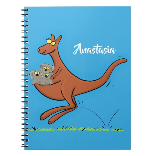 Cute kangaroo and koalas cartoon illustration notebook (Front)