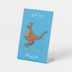 Cute kangaroo and koalas cartoon illustration pedestal sign