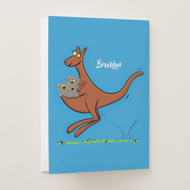 Cute kangaroo and koalas cartoon illustration pocket folder Zazzle