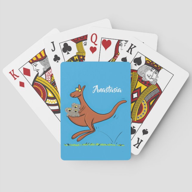 Cute kangaroo and koalas cartoon illustration poker cards (Back)