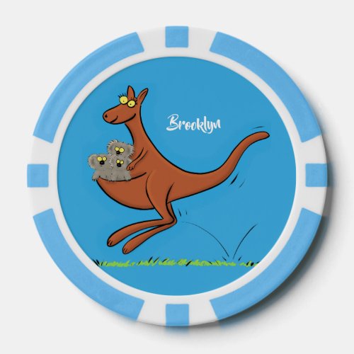 Cute kangaroo and koalas cartoon illustration poker chips