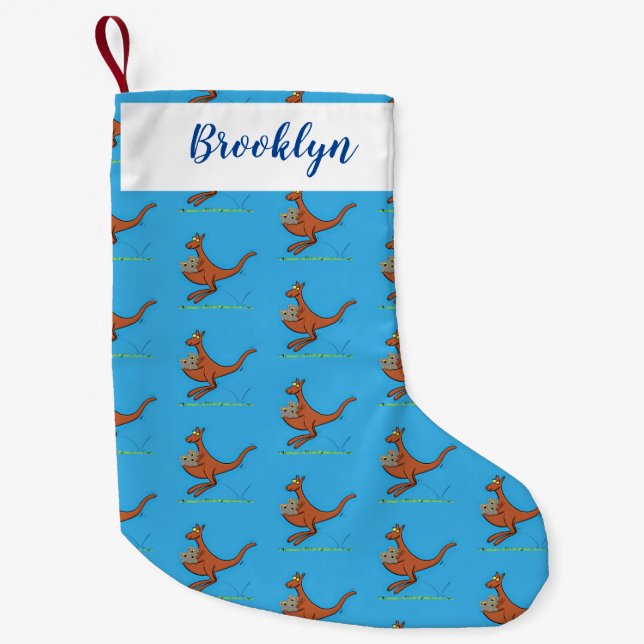 Cute kangaroo and koalas cartoon illustration small christmas stocking (Front)