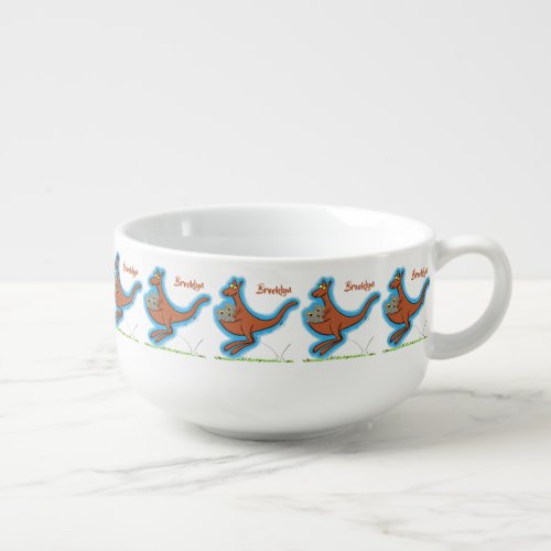 Cute kangaroo and koalas cartoon illustration soup mug