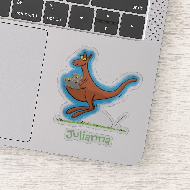 Cute kangaroo and koalas cartoon illustration sticker (Detail)