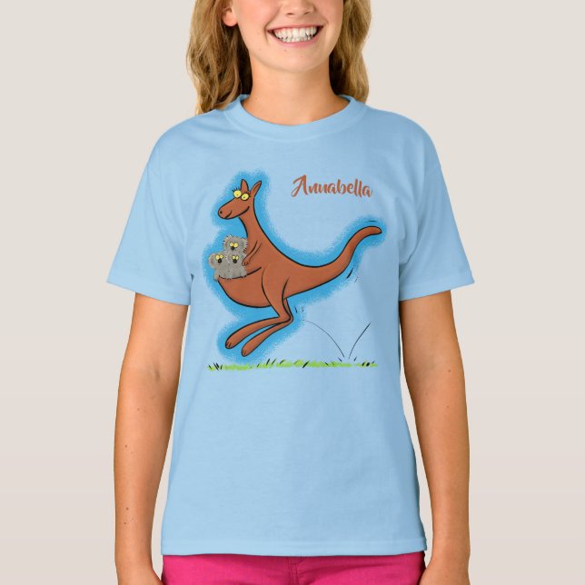 Cute kangaroo and koalas cartoon illustration T-Shirt (Front)