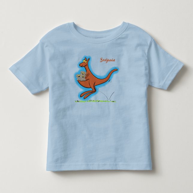 Cute kangaroo and koalas cartoon illustration toddler t-shirt (Front)
