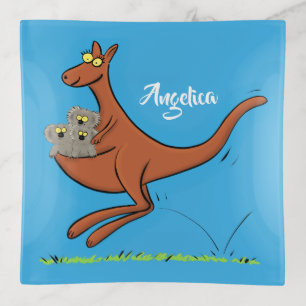 Cute kangaroo and koalas cartoon illustration trinket tray