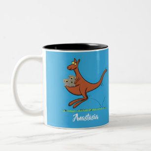 Cute kangaroo and koalas cartoon illustration Two-Tone coffee mug