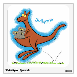 Cute kangaroo and koalas cartoon illustration wall decal