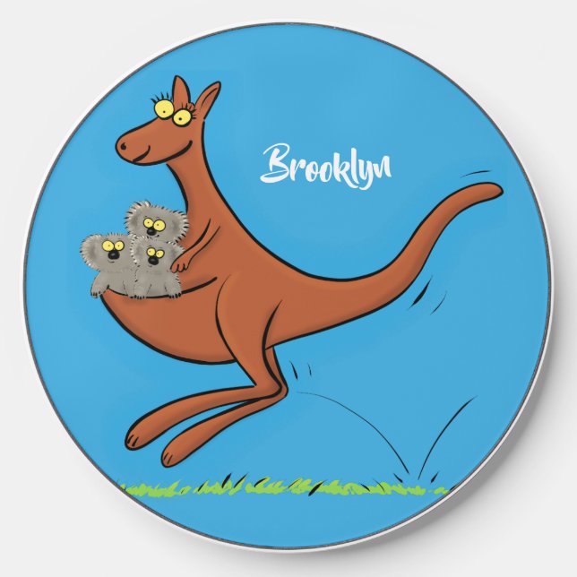 Cute kangaroo and koalas cartoon illustration wireless charger  (Front)