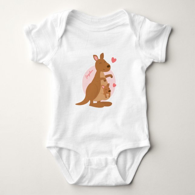 Cute Kangaroo Baby Joey Baby Bodysuit (Front)