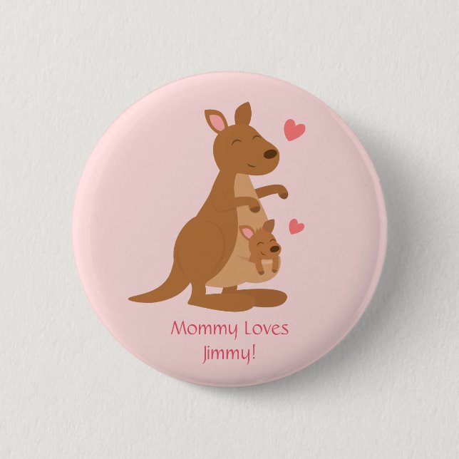 Cute Kangaroo Baby Joey For Kids Pinback Button (Front)