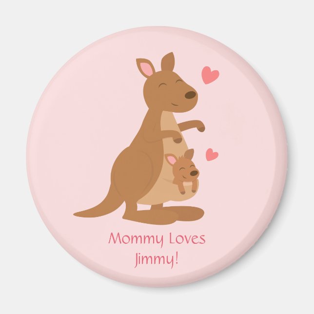 Cute Kangaroo Baby Joey Kids Personalized Magnet (Front)