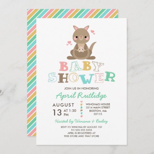 Cute Kangaroo Baby Shower Invitation