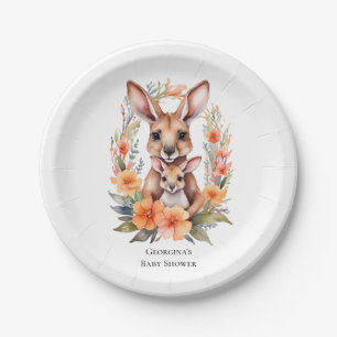 Cute Kangaroo Baby Shower Paper Plates