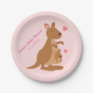 Cute Kangaroo Baby Shower Party Paper Plates