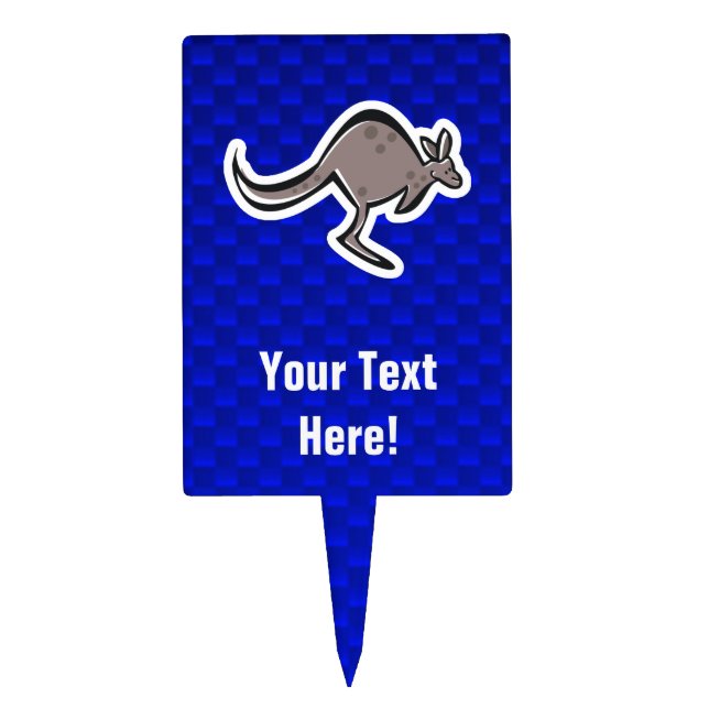 Cute Kangaroo; Blue Cake Topper (Front)