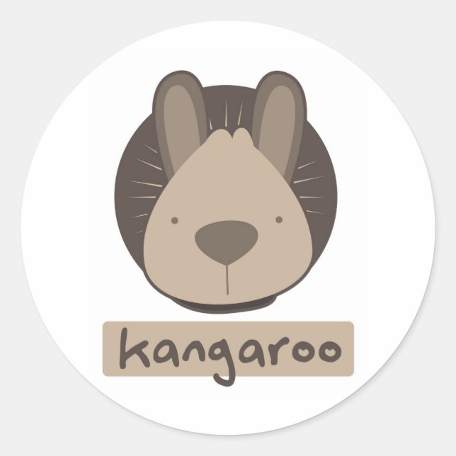 cute kangaroo classic round sticker (Front)