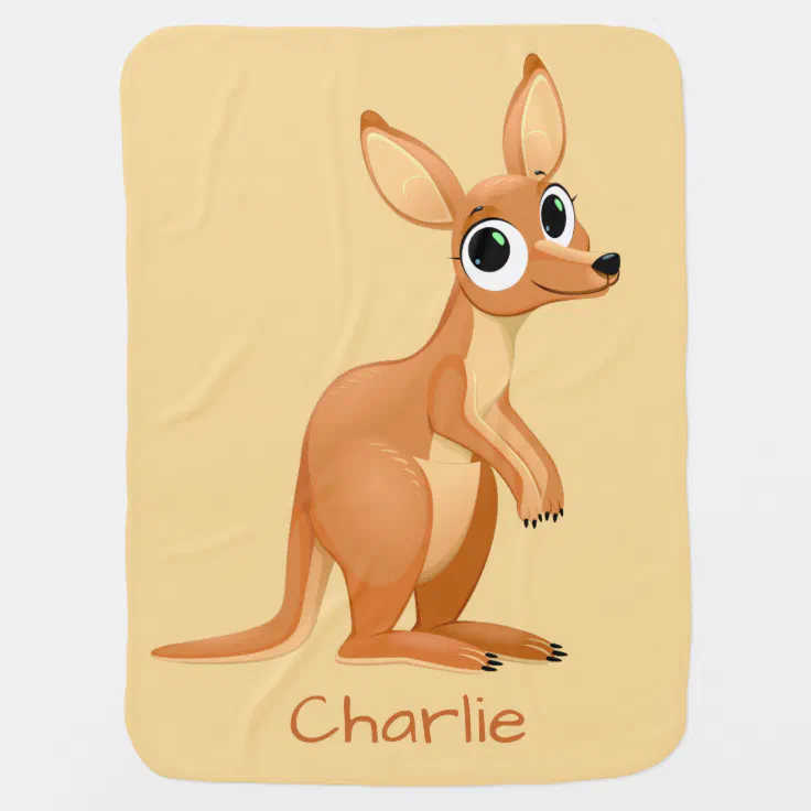 Cute Kangaroo custom name baby blanket | Zazzle