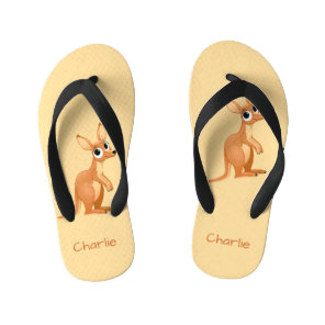 Cute Kangaroo custom name flip flops