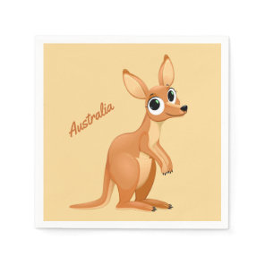 Cute Kangaroo custom text paper napkins