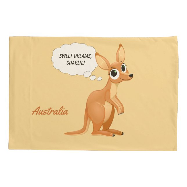 Cute Kangaroo custom text pillowcases (Back)