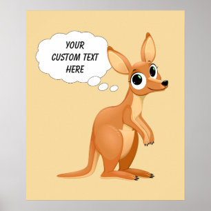 Cute Kangaroo custom text poster