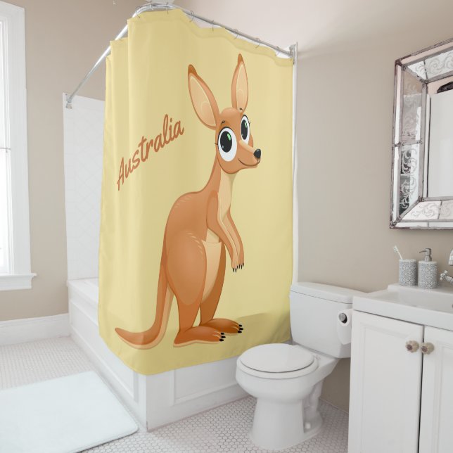 Cute Kangaroo custom text shower curtain (In Situ)