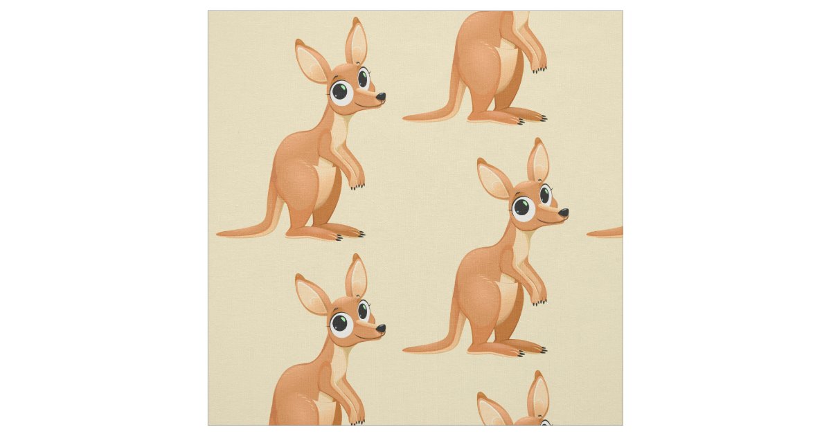 Cute Kangaroo fabric | Zazzle