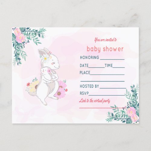 Cute kangaroo family love invitation postcard