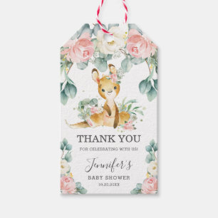 Cute Kangaroo Floral Baby Shower Thank You Favor Gift Tags