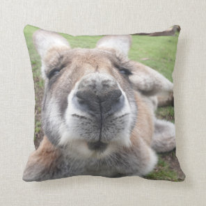 Cute Kangaroo Funny Face Australia Wildlife Photo Throw Pillow