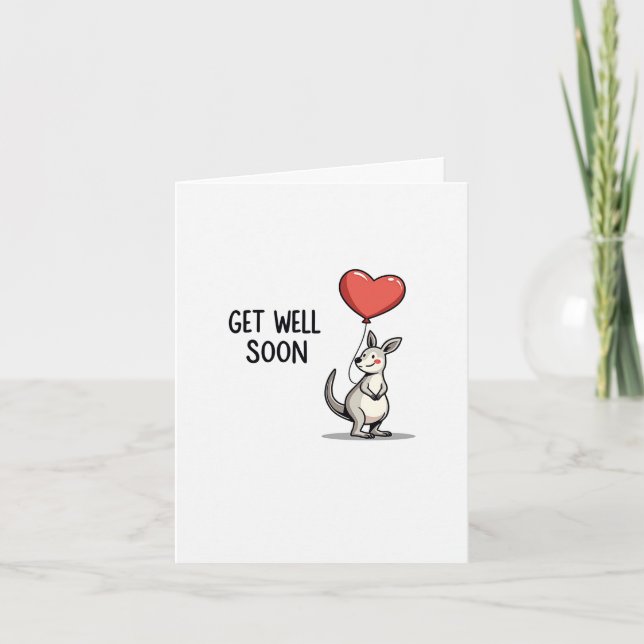 Cute Kangaroo Get Well Card (Front)