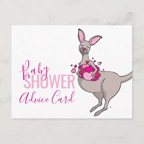 Cute kangaroo heart pouch baby shower advice card